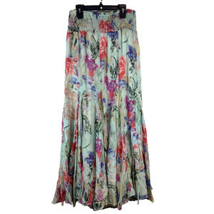 James Bryan Floral Tiered Maxi Skirt M Layers Ruffle Cowgirl Colorful Western B5